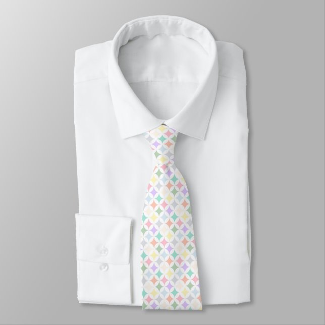 Geometrische Pastelkreise und Diamantmuster Krawatte (Gebunden)