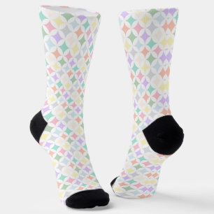 Geometrische Pastelkreise und Diamantmuster Socken