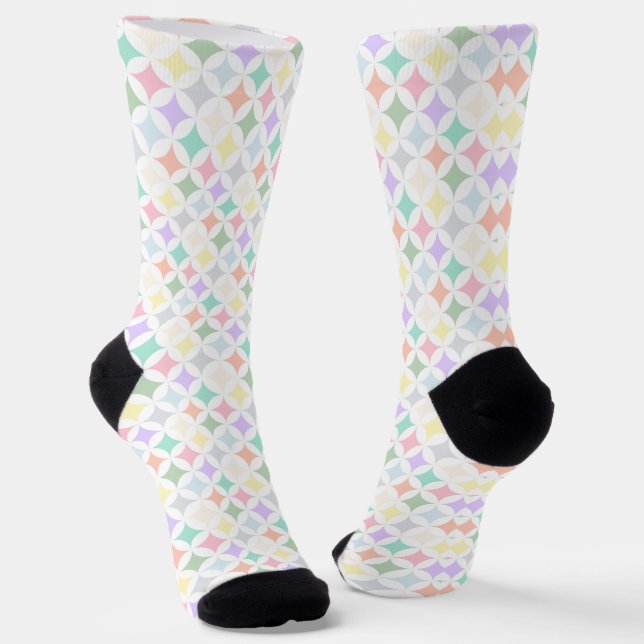 Geometrische Pastelkreise und Diamantmuster Socken (Gewinkelt)