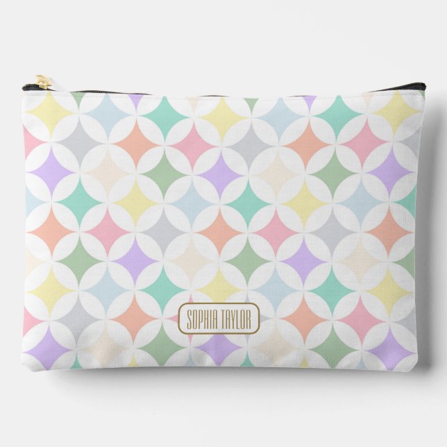 Geometrische Pastelkreise und Diamantmuster Zubehörtasche (Vorderseite)