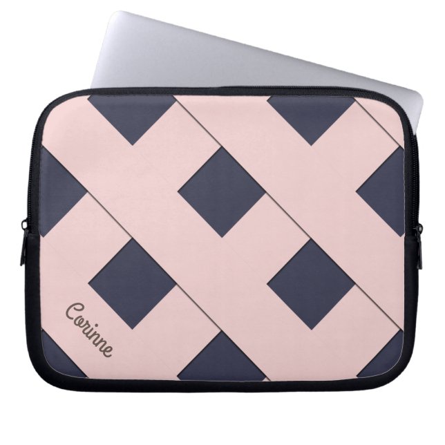 Geometrische, pastellfarbene Linien mit Namen Laptopschutzhülle (Vorderseite)