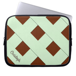 Geometrische, pastellgrüne Linien mit Namen Laptopschutzhülle