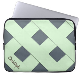 Geometrische, pastellgrüne Linien mit Namen Laptopschutzhülle