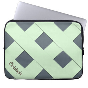 Geometrische, pastellgrüne Linien mit Namen Laptopschutzhülle