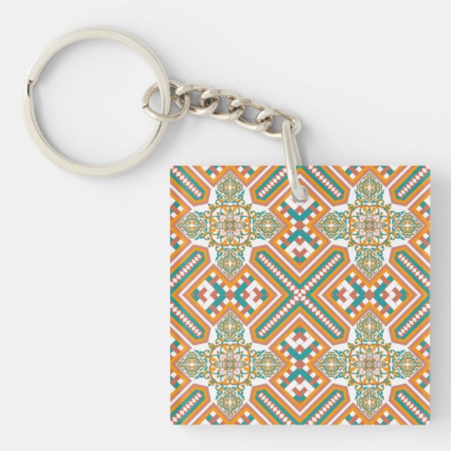 Geometrische Pastellmandala Schlüsselanhänger (Vorderseite)
