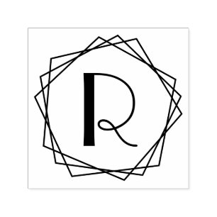 Geometrische Pentagons Rahmen Single Initial Monog Permastempel