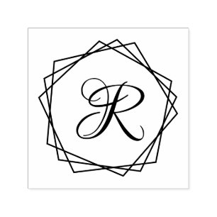 Geometrische Pentagons rahmen Single Initialmonogm Permastempel