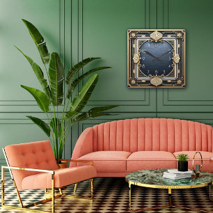 Geometrische Perfektion im Art Deco Quadratische Wanduhr