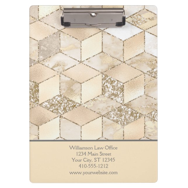 Geometrische personalisierte Beige Creme Neutral C Klemmbrett (Vorderseite)