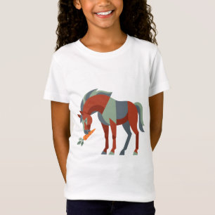 Geometrische Pferd-Frisst-eine-Möhre-Illustration T-Shirt