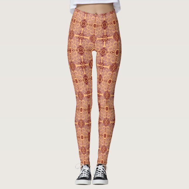 geometrische Pfirsich- und Lila-Leggings Leggings (Vorderseite)