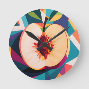 Geometrische Pfirsichscheibe Abstract Runde Wanduhr