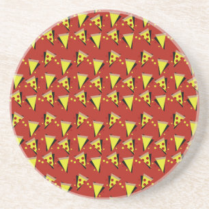 Geometrische Pizza Pepperoni Italienische Scheibe Getränkeuntersetzer