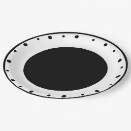 Geometrische Polka Dots Schwarz-weiß Pappteller