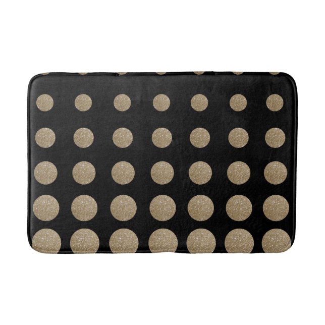 geometrische Pollka-Punkte aus schwarzem Glitzer Badematte (Vorderseite)