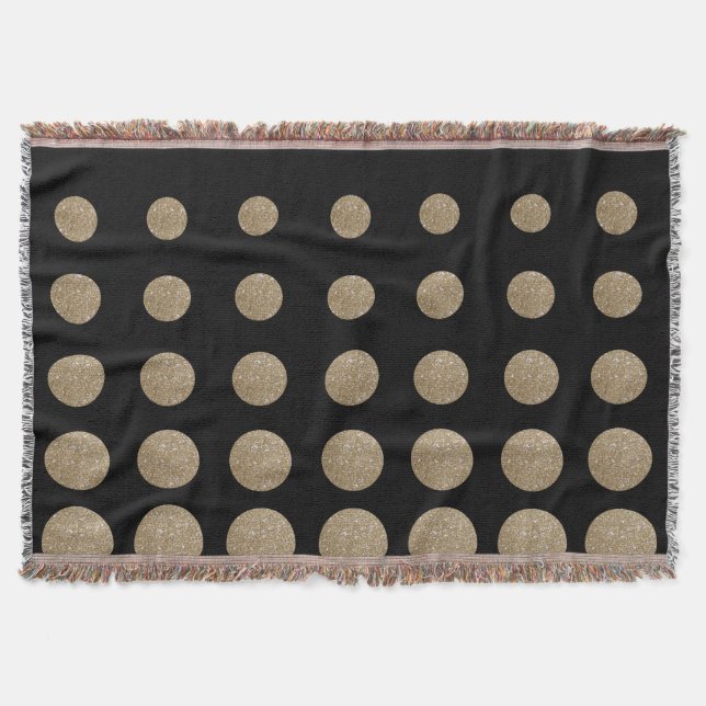 geometrische Pollka-Punkte aus schwarzem Glitzer Decke (Vorderseite)