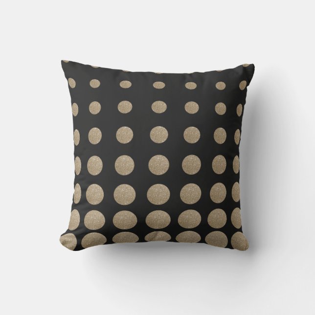 geometrische Pollka-Punkte aus schwarzem Glitzer Kissen (Vorderseite)