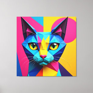 Geometrische Pop-Art-Katze Leinwanddruck