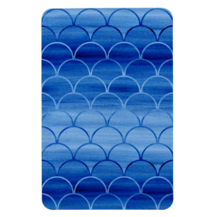 Geometrische preussisches Blau-Aquarell-Fan-Formen Magnet
