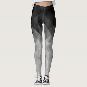 geometrische Quadrat-Muster in Graustufen Leggings