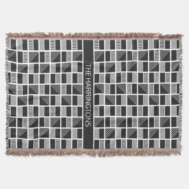 Geometrische Quadrate benutzerdefinierte Monogramm Decke (Vorderseite)