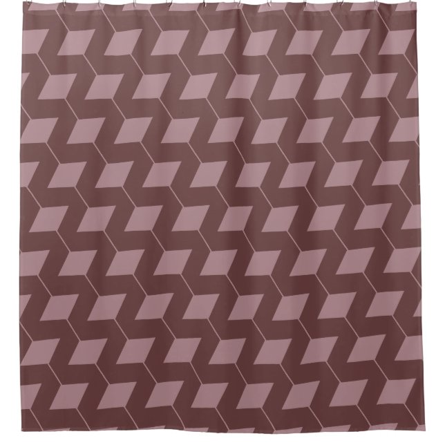 Geometrische Quadrate/Dusty-Rose Duschvorhang (Vorderseite)
