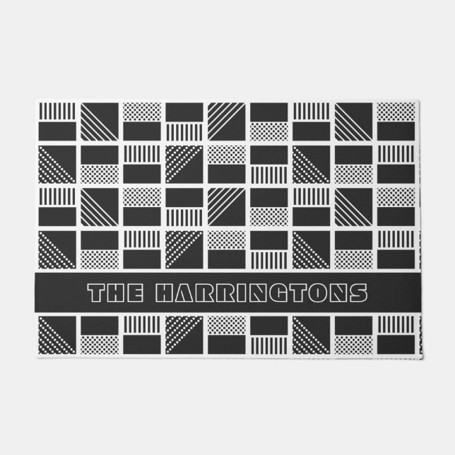 Geometrische Quadrate individuelle Name Türmatte (Vorderseite)