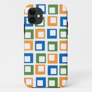 Geometrische Quadrate   Orange Green Blue iPhone 11 Hülle