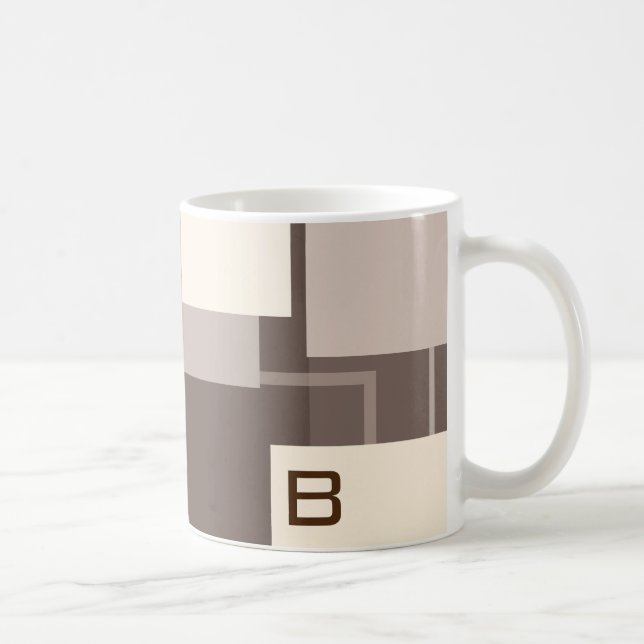 Geometrische Quadrate - Schokolade Kaffeetasse (Rechts)