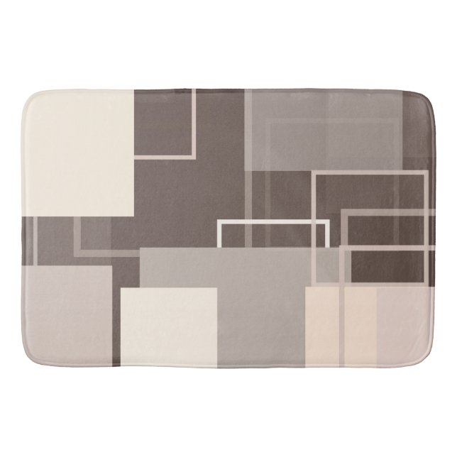 Geometrische Quadrate - Schokolade und Creme Badematte (Vorderseite)