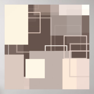 Geometrische Quadrate - Schokolade und Creme Poster