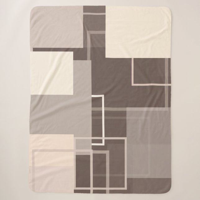 Geometrische Quadrate - Schokolade und Creme Sherpadecke (Vorderseite)