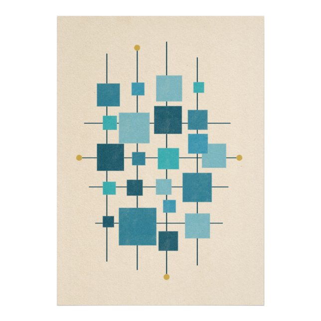 Geometrische Quadrate von MCM - blaues Poster (Vorne)