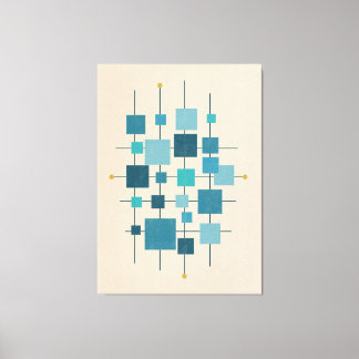 Geometrische Quadrate von MCM - blaues Poster Leinwanddruck