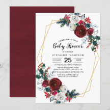Geometrische Rahmen Burgundy Blume Kinderdusche