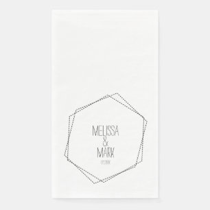 Geometrische Rahmen für Hochzeiten Schwarz-weißer Serviette