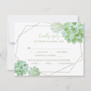 Geometrische Rahmen Sukkulente Wahl für Hochzeiten RSVP Karte
