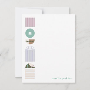 Geometrische Rainbow Monogram Stationery - Green