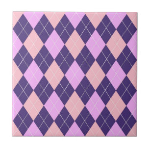 Geometrische Raute Blau Lila Y2K-Muster Fliese