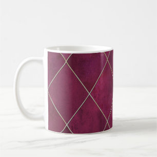 geometrische Raute kariert: Aquarellgold Kaffeetasse
