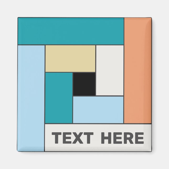 Geometrische Rechtecke (ver10) mit beliebigem Text Magnet (Vorne)