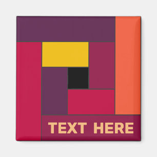 Geometrische Rechtecke (ver4) mit beliebigem Textm Magnet