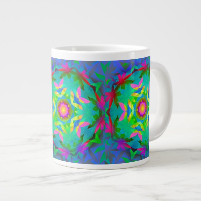 Geometrische Regenbogen-Tunnel-bohrwagenTasse Jumbo-Tasse (Vorderseite Rechts)