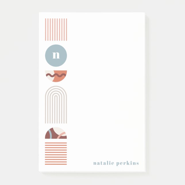 Geometrische Regenbogenmonogramm - Orange-Anmerkun Post-it Klebezettel (Vorderseite)