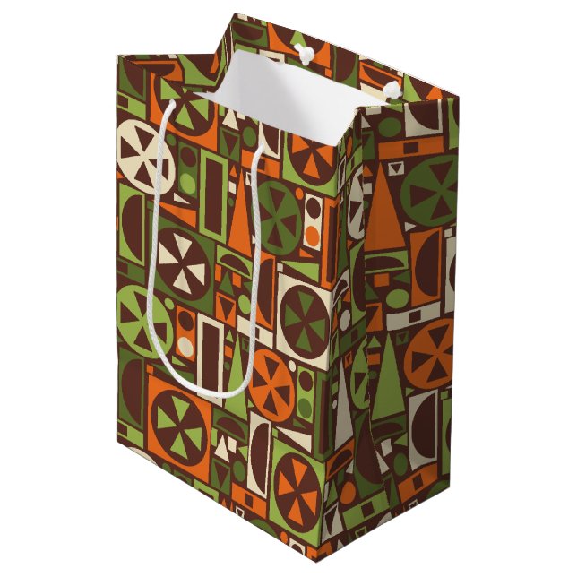 Geometrische Retro 50er Mitte- des Mittlere Geschenktüte (Vorderseite Schrägansicht)