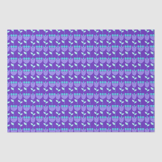 Geometrische Retro-Blume Bauhaus Lila Geburtstag Seidenpapier (Vorderseite)