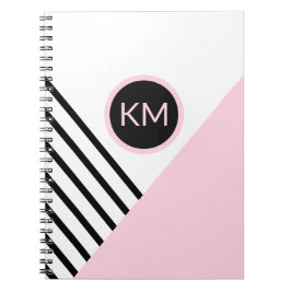 Geometrische Retro Chic Moderne Monogramm Streifen Notizblock