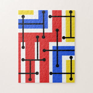 Geometrische Retro-Kunst Maze Primärfarben