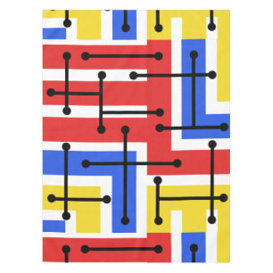 Geometrische Retro-Kunst Maze Primärfarben Tischdecke