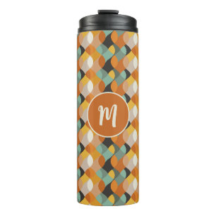 Geometrische Retro Ovale Orange Aquamarin Gold Mon Thermosbecher